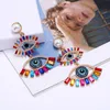 Iced Out Evil Eyes Earrings for Women Girls Fashion Designer Crystal Rhinestone Pearl Statement Drop Earring Dangles Wedding Party Jewelry