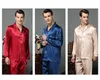 Luxe Printemps Hommes Soie Pyjama Ensemble Pyjamas Hommes Vêtements De Nuit Style Moderne Chemise De Nuit En Soie Accueil Mâle Satin Doux Confortable Pour Dormir T200813