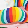 Rainbow Gestreepte Kousen Sokken Baby Jongen Meisje Kleurrijke Ruwe Kniebeschermers Elleboog Pad Protector Beenwarmers 1-3T 20220226 Q2