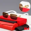 Retro Frameless Rectangle sunglasses for Women Wooden Silver frey glasses Gold tea Buffalo Horn Business Casual Classic Eyewear Un313E