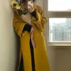 Kvinnor Elegant vinterkashmir överrock Lång bandage Woolen Coat Cardigan Löst plus storlek Abrigos Mujer Manteau Femme Hiver 201221