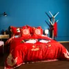 Literie de style chinois doux housse de couette 3D rouge Jubilation housse de couette taies d'oreiller pour ensembles de literie de mariage meilleure vente T200706