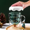 Creativo 3D transparente doble anti-escaldado árbol de Navidad estrella taza café leche jugo regalo para niños 220311