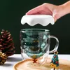 Creatieve 3D Transparante Dubbele Anti-Brander Glas Kerstboom Star Cup Coffee Melk Juice Kindergeschenk 220311