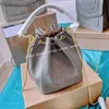 mini women serpentine bucket bags 2022 designer shiny purses handbags fashion tiny silver crossbody shoulder chain bag stone classic lady purse top quality