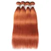 Ishow Braziliaanse Virgin Weave Extensions Body Wave 8-28 Inch voor Dames # 350 Silky Straight WEFTS Oranje Ginger Kleur Remy Menselijk Haarbundels met Sluiting Peruviaans