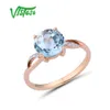 Sieraden Set voor Vrouw Pure 14k 585 Rose Gold Springling Sky Blue Topaz Diamond Earrings Ring Ring Hanger Set Fijne Sieraden