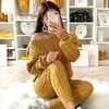 Fashion- Designer Women Sweaters Sets Crew Neck Long Sleeve Spring Ladies Knit Suits Casual Female Two Piece Sets