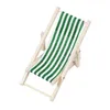 1:12 Mini Beach Lounge Chair Dollhouse Miniature Chairs Garden Decoration Furniture Folding Stripe Deck Chair DIY Home Decor