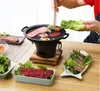 Portable cast iron charcoal bbq grill Korea style barbecue grills table top BBQ pot stove retro heating stove Aluminum pan wit299H