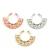 10Pcs Mixed Crystal Fake Nose Ring Septum Indian Alloy Silver And Rose Gold Clip On Rings And N0065 Ppxoz