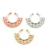 10 -stks gemengde kristal nep neusring septum Indiase legering zilver en ros￩gouden clip op ringen en n0065 ppxoz