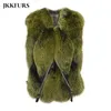 Neue Frauen Gilet Echt Fox Pelz Weste Flauschigen Dicke Warme Pelz Winter Weste Mode Luxus Echtes Leder Natürliche Pelz S7483 201212