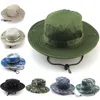 Chapéus de sol boné homens mulheres camuflagem balde chapéu com corda pescador boné panamá safari boonie12991347