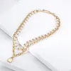 Punk Imitation Pearl Lock Pendant Choker Necklace for Women Wedding Bridal Aesthetic Jewelry On The Neck Accessories