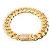Betty Miami Curb Cuban Mens Armband Chain High Quality 316L rostfritt stål Hip Hop Gold Color 812141618 MM 23 cm8113354