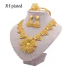 Smyckesuppsättningar 24K Dubai Gold Color Wedding för kvinnor halsband örhängen armband ring afrikanska brudgåvor krage smycken set 201222
