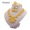 Sieraden sets 24k Dubai gouden kleur bruiloft voor dames ketting oorbellen armband ring Afrikaanse bruids geschenken kraag sieraden set 201222