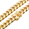 Chaînes 8mm 10mm 12mm 14mm 316L Bijoux en acier inoxydable haute poli Miami Cuban Link Collier Hommes Punk Curb Chaîne Papillon Clasp2956