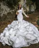 2021 Luxury Ruffles Mermaid Wedding Dresses Plus Size One Shoulder Chapel Train Gorgeous Bridal Gowns Nigerian Arabic Marriage Dress