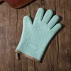 Mitts Silicon Oven Gloves With Fingers Cotton Five Finger Short Silica Gel Heat Resistant Thick Silicone Kitchen Barbecue Cooking RRA11743