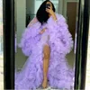 2023 robes de soirée or robe de maternité pour photoshoot babyshower maternité bleu royal violet volants tulle manches longues robes de bal vêtements de nuit