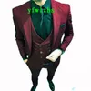 Красивая одна кнопка Groomsmen Notch отворота жениха смокинг мужские костюмы свадьба / выпускной / ужин лучший мужчина Blazer (куртка + брюки + галстук + жилет) W702