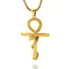 Collier en forme de serpent enroulé en or, croix religieuse Anubis égyptien Apep Ankh, pendentif copte, symbole de vie