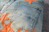 Мужские дизайнерские джинсы Star High Elastics Проблемные рваные Slim Fit Motorcycle Biker Denim For Men s Fashion Black Pants # 031
