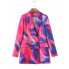 Womens Tie-Dye Simplicity Blazer Modetrend Langarm Revers Zweireiher mittellange Oberbekleidung Designer Female Winter Casual Anzüge