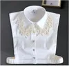White Cotton False Collar Shirts Women Pearl Tassel Fake Collar Women Detachable Collars For Sweater Nep Kraagje Blouse jllIpv232V