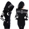 Gothic Punk Print Hoodies Sweatshirts Women Long Sleeve Jacket Zipper Coat Autumn Winter Women Casual Hoodie Oversized Hood 201104