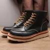 Véritable hiver à la main et en cuir rétro Retro Travail de haute qualité Angleterre Style Martin Boots lacet les bottines de la cheville pour les hommes D