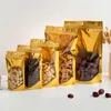 Draagbare gouden rits Aluminized verpakking tassen hersluitbare duidelijke gedroogde voedsel opbergtassen snoep geur bewijs opslag rits tas met hang gat