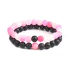 New Design Couples Distance Bracelets Sets Wholesale 10set/lot 8mm Matte Agate And Weathering Stone Beaded Bracelet For Lover