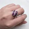 Natürlicher Edelstein-Rhodolith-Ring, 925er-Sterlingsilber-Ring, schlichter Stil, feiner Schmuck für Mädchen, Geburtstag, tägliches Tragen, mit Geschenkbox J0112