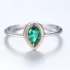 Jellystory Heißer Verkauf Wassertropfen Form Grüner Smaragd Edelstein 925 Silber Ring für Frau Hochzeit Verlobungsfeier Schmuck Ringe Y200321