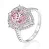 Woda Drop Pink Lab Diamond Pierścień 925 Srebrna biżuteria