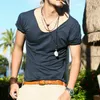 Men039s Tops bonitos exclusivos com decote em V Camisetas impressionantes com borda cortada estilo verão kg3717113981