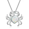 Opal Necklace for Water Drop Shape Imitation 925 Sterling Silver Necklace Filled Cute Crab Pendant Necklace