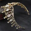 Gold Baroque Великолепный кристалл корона Bridal Tiara Queen PROM свадьба свадьба Diadem невеста повязки свадебные волосы аксессуары J0121