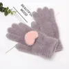 Children's Finger Gloves Child Five Fingers Glove Solid Color Heart Shape Pattern Design Children Gloves Winter Outdoor Keep Warm Proof Windy Students Mitts 6 8hl L2