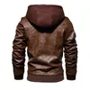 Vintage Veste Bomber Hommes Veste D'hiver Épais Manteau De Mode Zipper Manteau Faux Cuir Veste Hommes Doublé De Fourrure Chaud Manteau Hommes Marron 201119