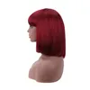 Brazilian Virgin Hair Mathine-made Bangs wigs Straight Red Pink Blue Purple Bob Wig 100% Human Hair