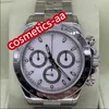 2024 med Box Mens Watch Mechanical 116520 40mm White Dial Sapphire Mirror Silver Rostfritt stål Armband Luxury Luminous Mens Watches Waterproof