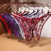 Gaze voir à travers l'entrejambe ouvert G Strings culotte taille basse fleur broderie tongs T dos femmes sous-vêtements dentelle lingerie sexy volonté et