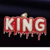 Men039S Nom personnalisé Collier Red Huile écrasant les lettres de bulles pendentif Ice Out Cumbic Zircon Hip Hop Bijoux avec chaîne de corde9990934