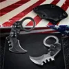 1Pcs Mini Small EDC Pocket Fixed Blade Claw Knife AUS-8A Black Stone Wash / Satin Blade Full Tang G-10 Handle Karambit