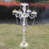 88 cm height Acrylic 5-arms metal candelabras with crystal pendants wedding candle holder centerpiece party decor senyu0461