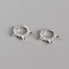 Pure 100% 925 Sterling Silver Small Rivet Hoop örhängen Punk Cool Zircon Spike Earring For Women Fine Party Jewelry YME510